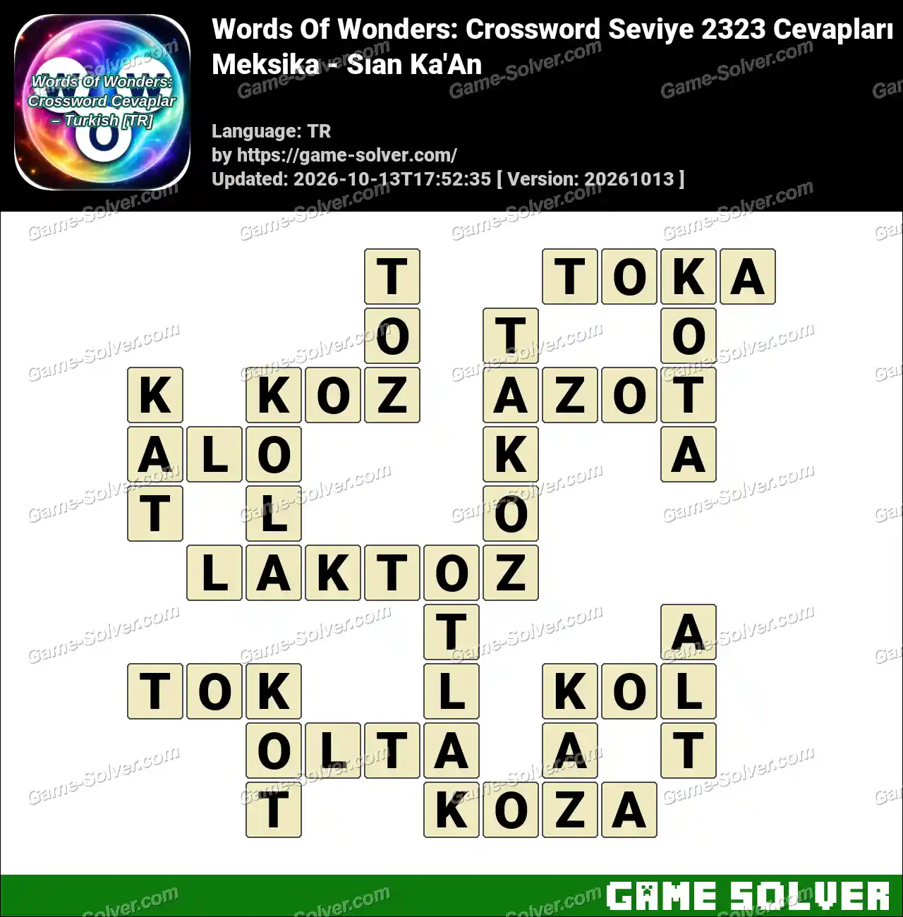 Words Of Wonders: Crossword Seviye 2323 Cevapları – Meksika – Sıan Ka’An